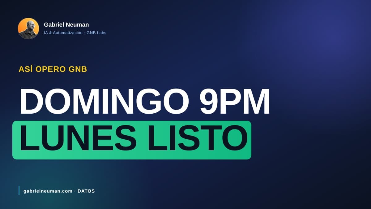 Cómo reviso los números de GNB Labs cada lunes